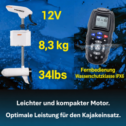 HAIBO Q007 GPS-Ankermotor für PIKE BOARD Kajaks – Auch kompatibel mit ZECK Tusker, SUPJAK & HOBIE – 480W / 34 lbs