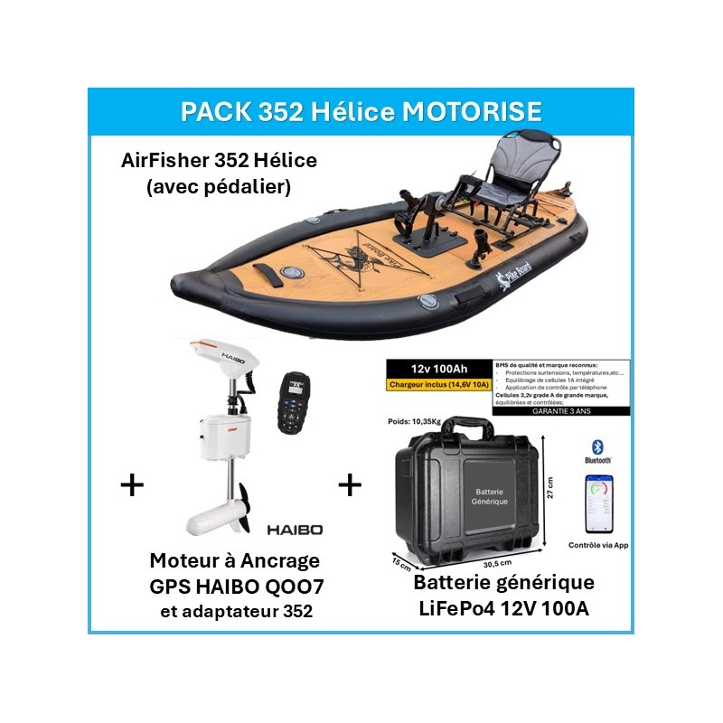 copy of Pack Kayak AirFisher 360 Stepper + Moteur GPS Haibo Q007 + Batterie 100A LiFePo4
