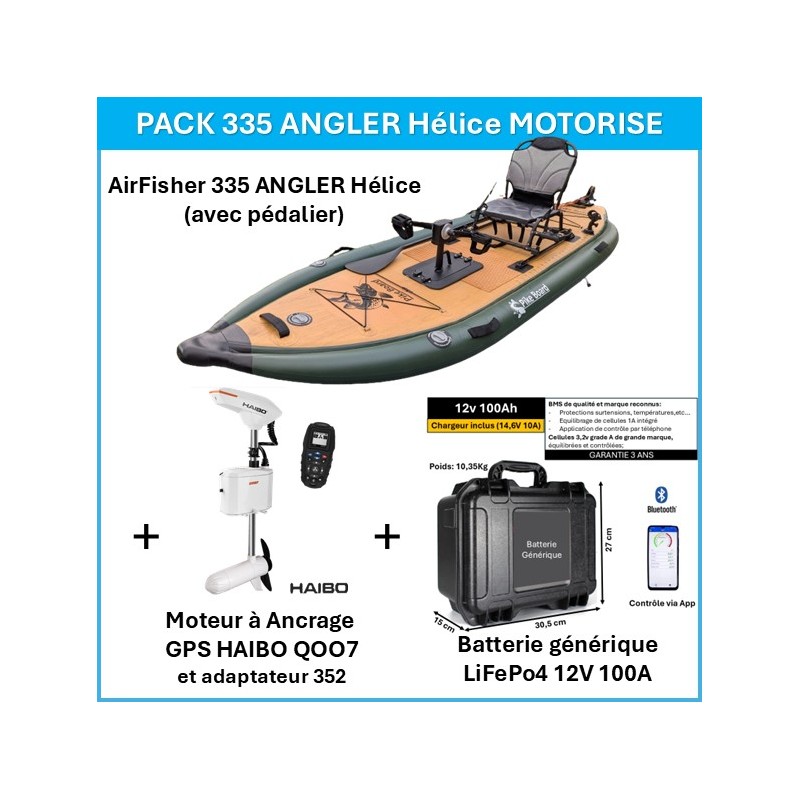 copy of Pack Kayak AirFisher 360 Stepper + Moteur GPS Haibo Q007 + Batterie 100A LiFePo4
