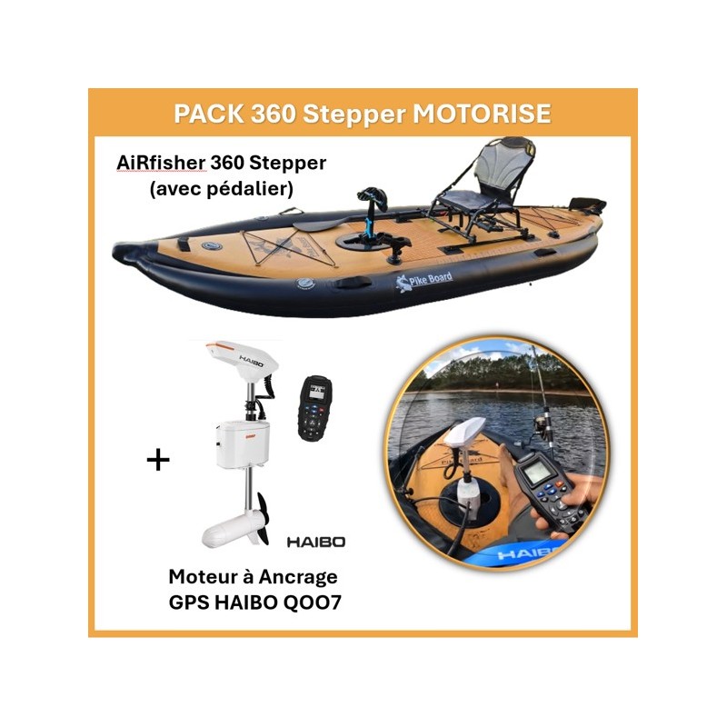 copy of Pack Kayak AirFisher 360 Stepper + Moteur GPS Haibo Q007 + Batterie 100A LiFePo4